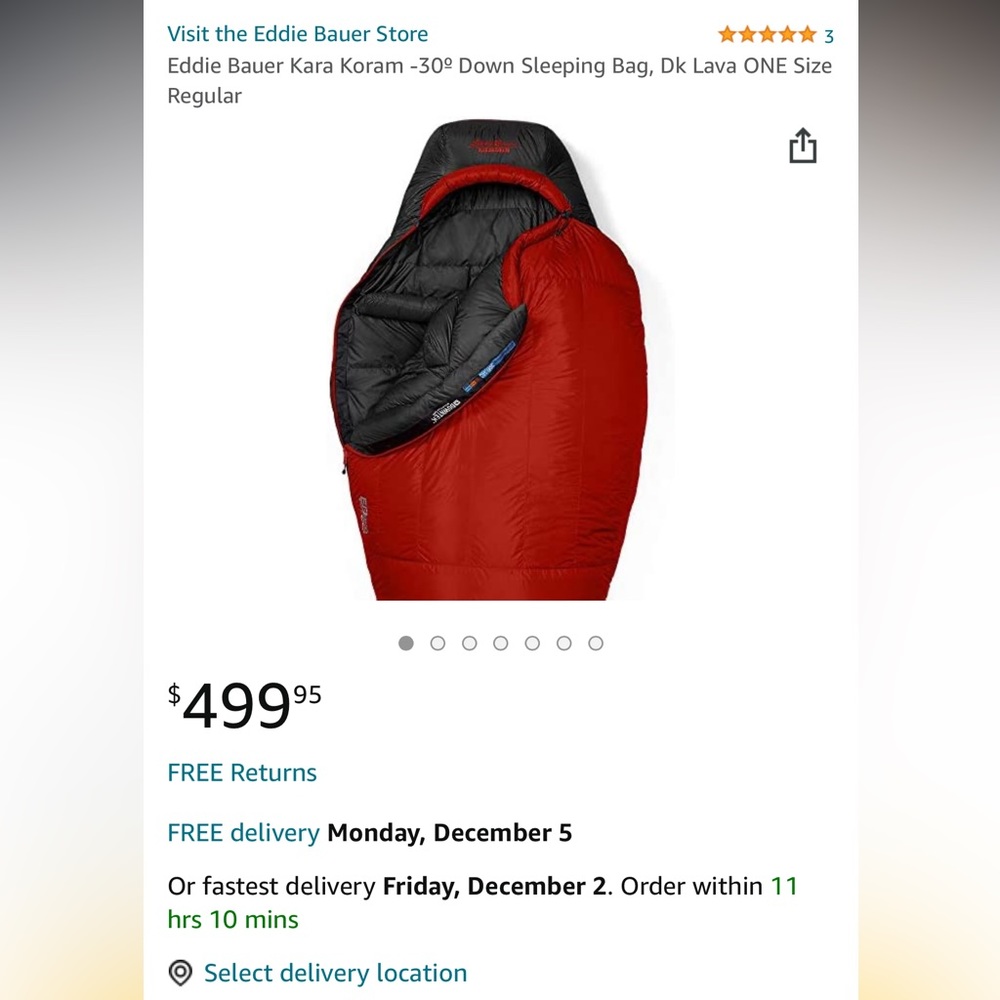 Eddie bauer 0 degree sleeping bag